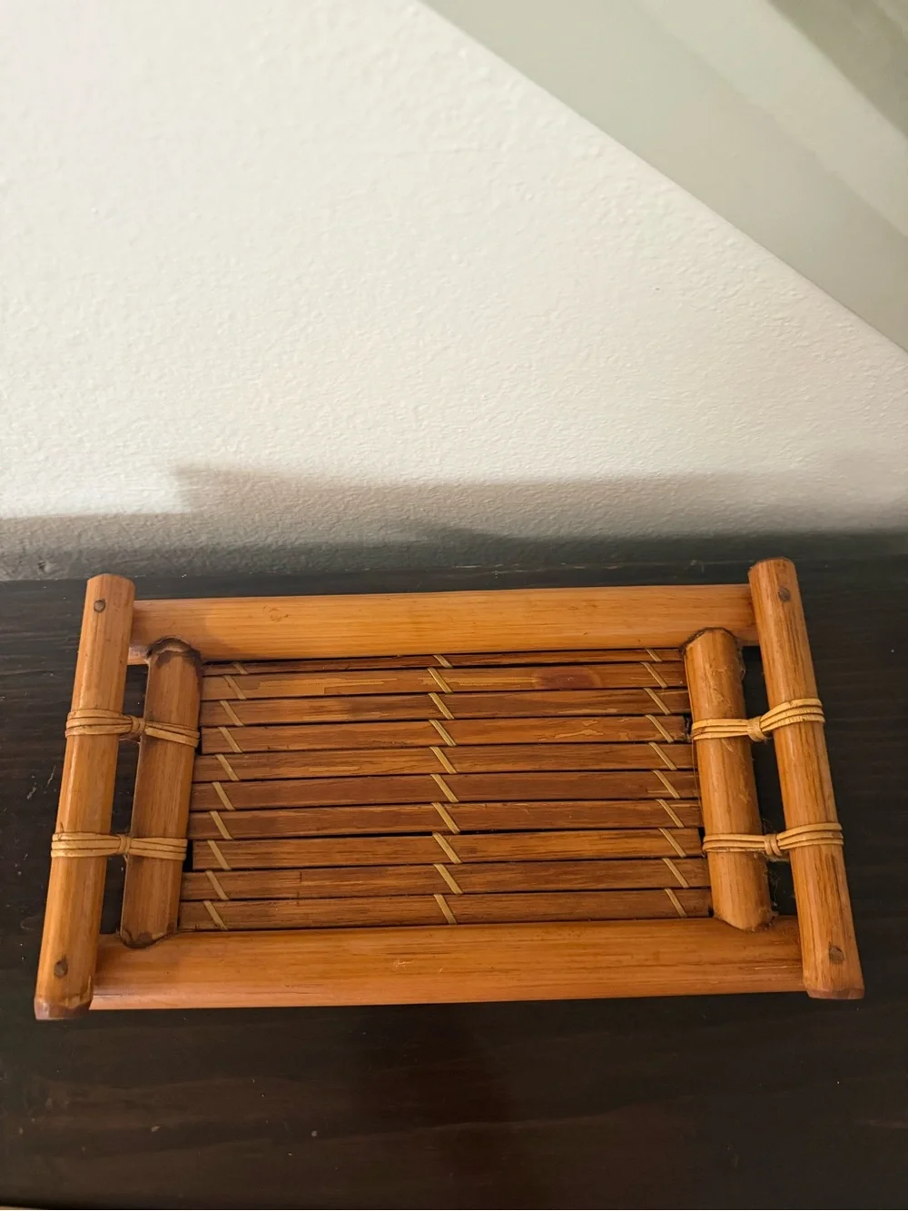 Vintage Brown Bamboo Tray